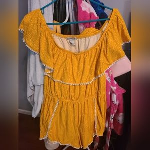 Yellow Romper with White Polkadots